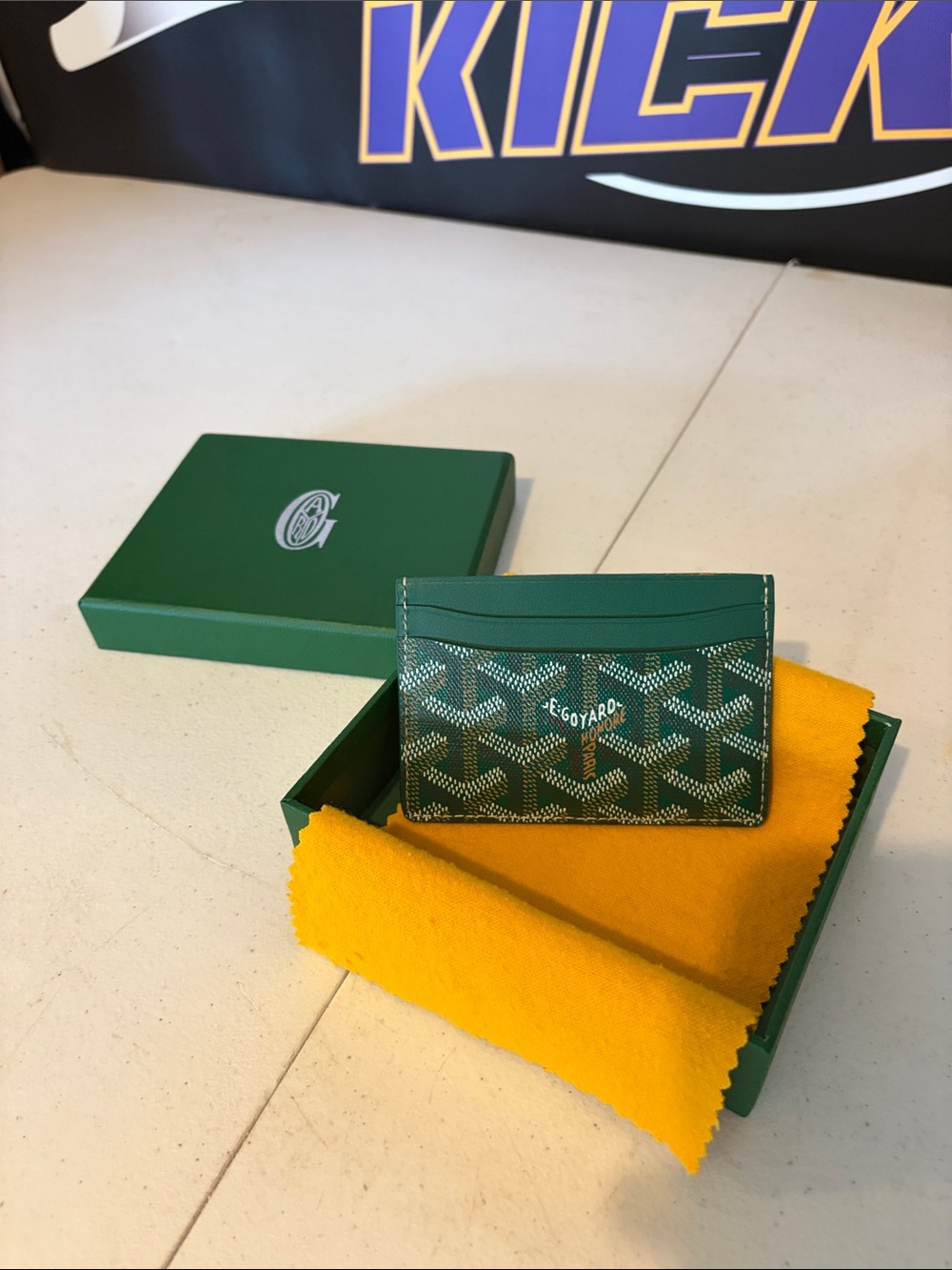 Goyard Green St. Sulpice Card Holder with Gold Logo